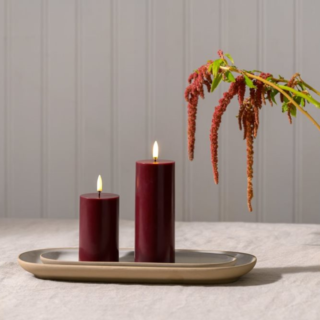 LED Pillar Candle Small Wine Red