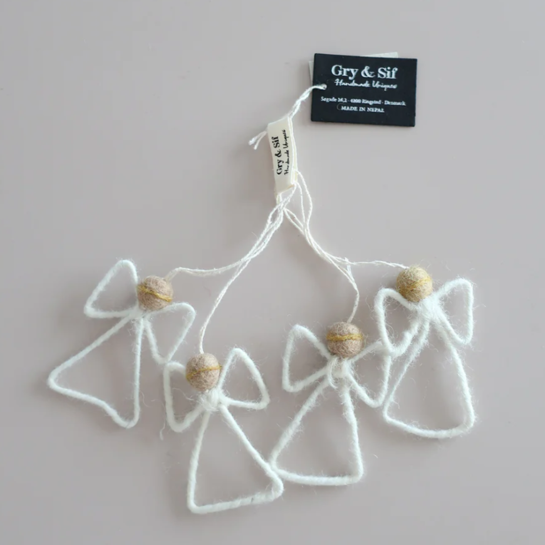 Hanging Felt White Angels Set of 4