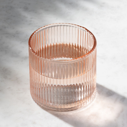 Peach Ribbed Drinking Glass