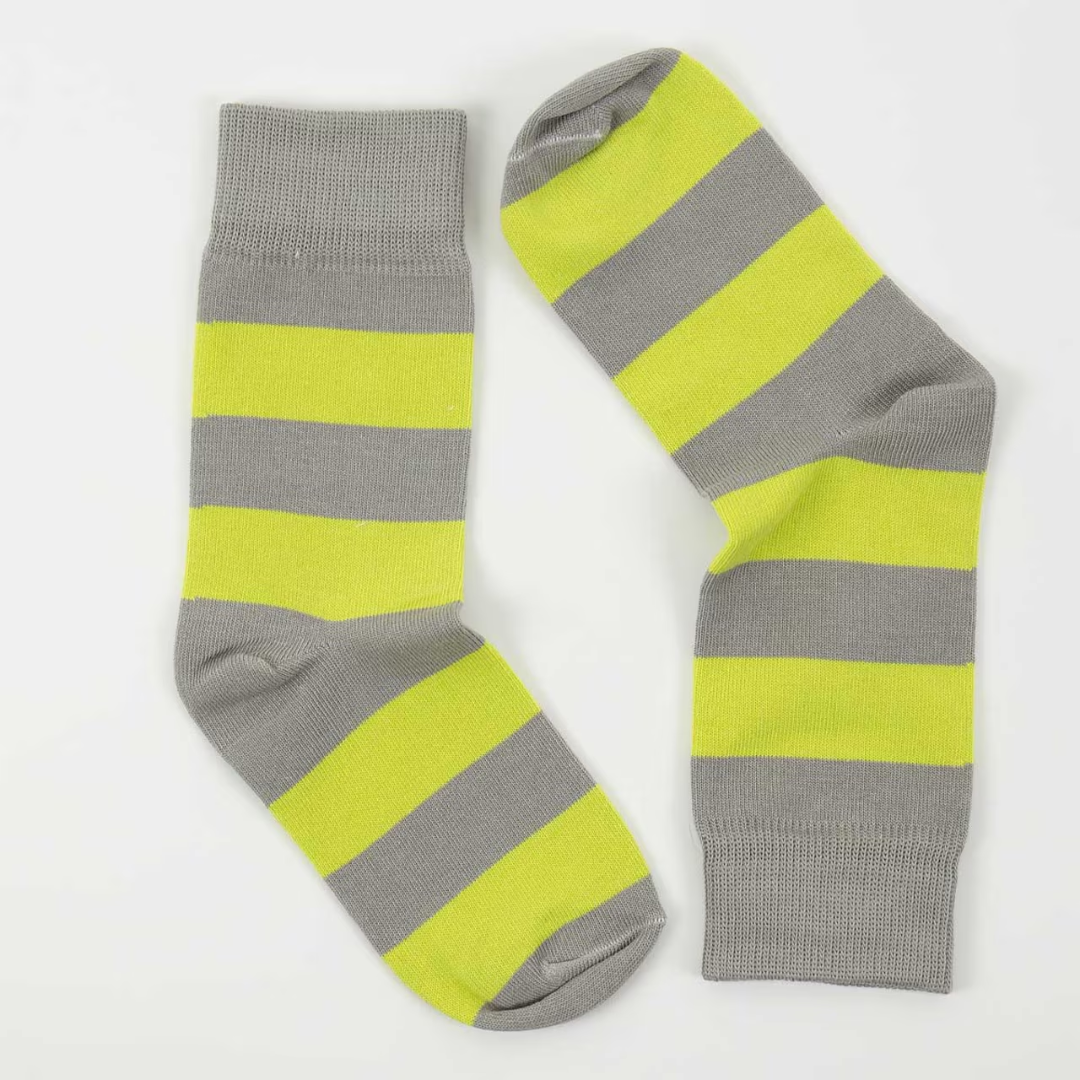 Lime &amp; Grey  Stripe Socks in 3 Sizes