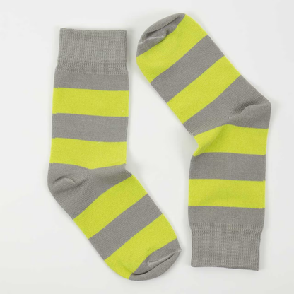 Lime &amp; Grey  Stripe Socks in 3 Sizes