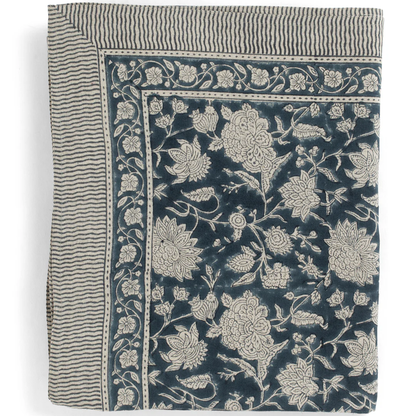 Denim Blue Indian Rose Tablecloth in 2 Sizes