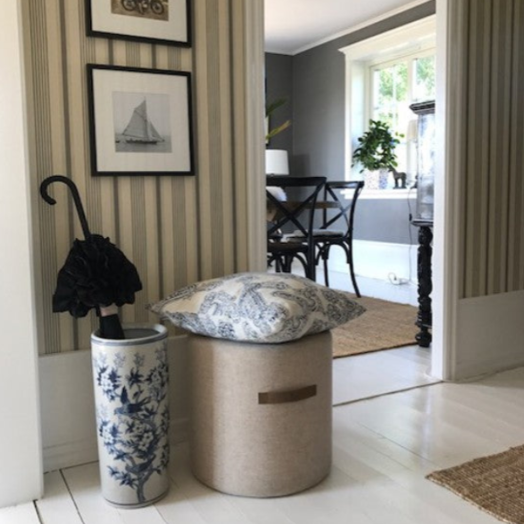 Cream Round Wool Pouffe in 2 Sizes