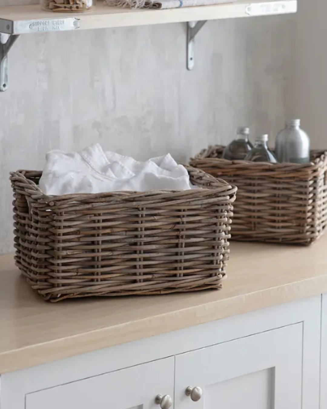 Rustic Rattan Storage Basket in 2 Sizes