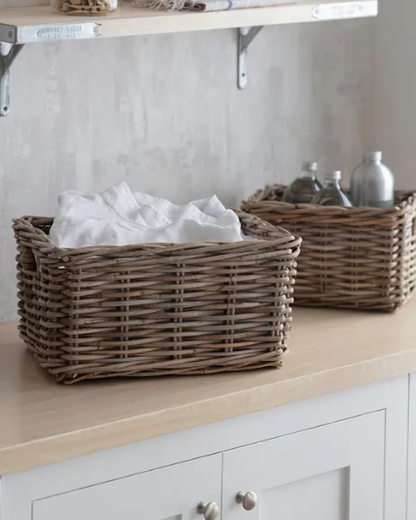 Rustic Rattan Storage Basket in 2 Sizes