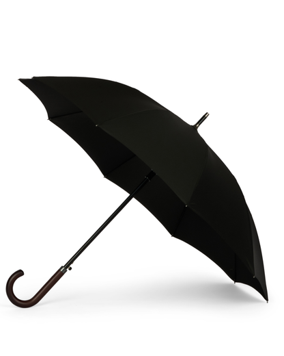 Black Umbrella with Wood Handle