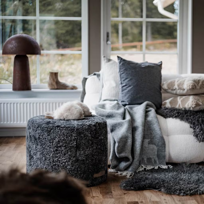 Round Sheepskin Pouffe