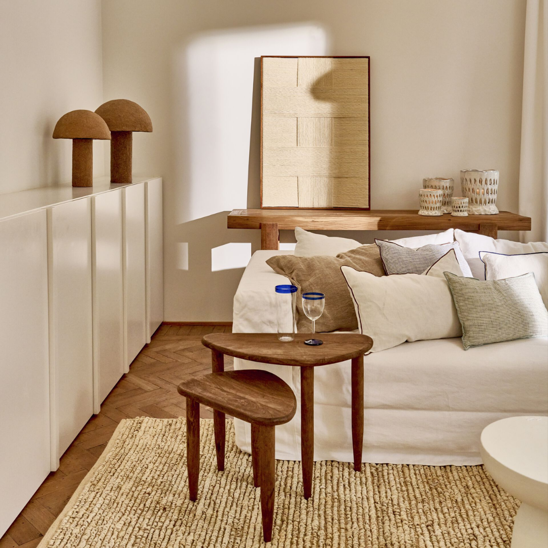 Mango Wood Nesting Side Tables Set of 2