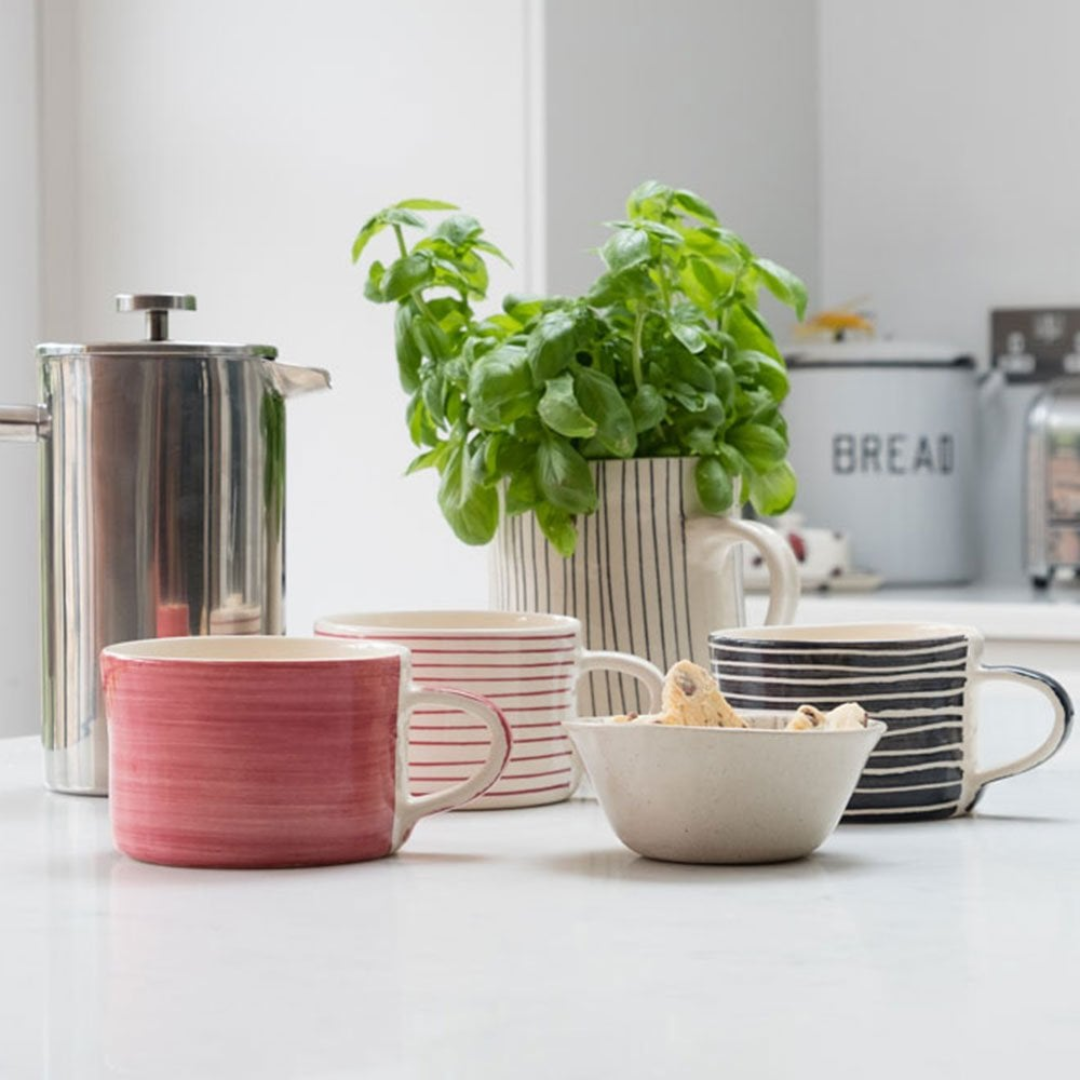 Ceramic Large Mug Sgrafitto Stripe