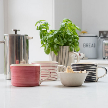 Ceramic Large Mug Sgrafitto Stripe