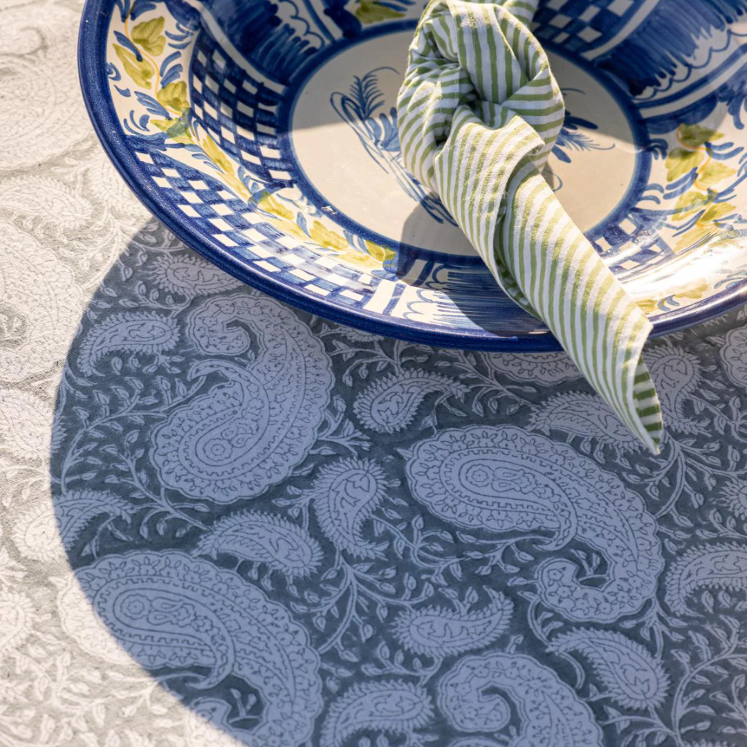 Cashmere Blue Paisley Tablecloth in 2 Sizes
