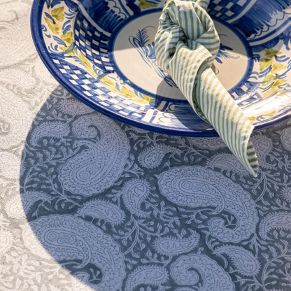 Cashmere Blue Paisley Tablecloth in 2 Sizes