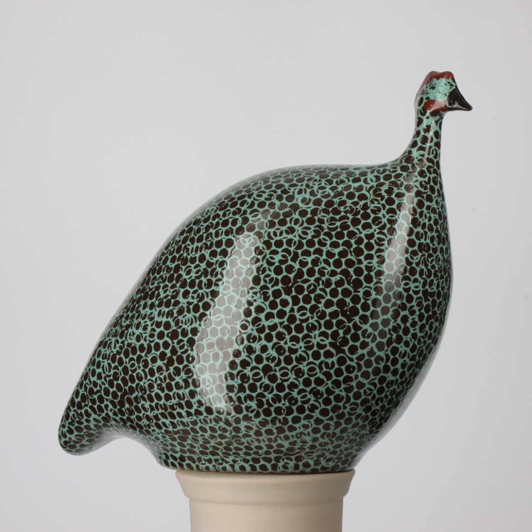 Black &amp; Brown Speckled Turquoise Guinea Fowl