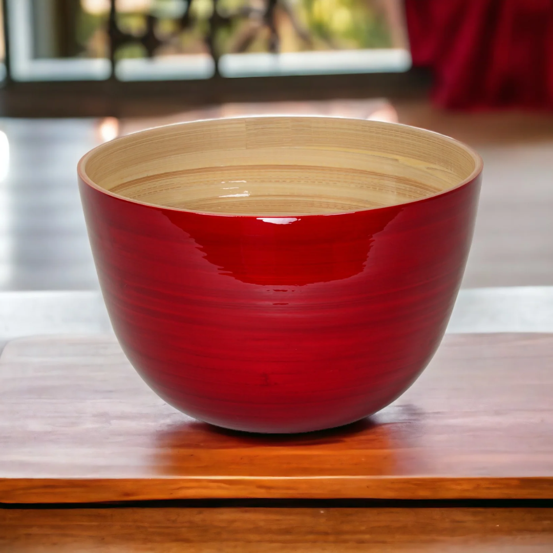 Red Bamboo Bowl in 3 Sizes