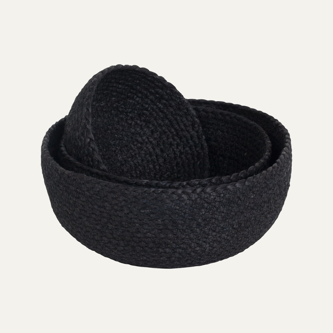 Black Jute Baskets Set of 3