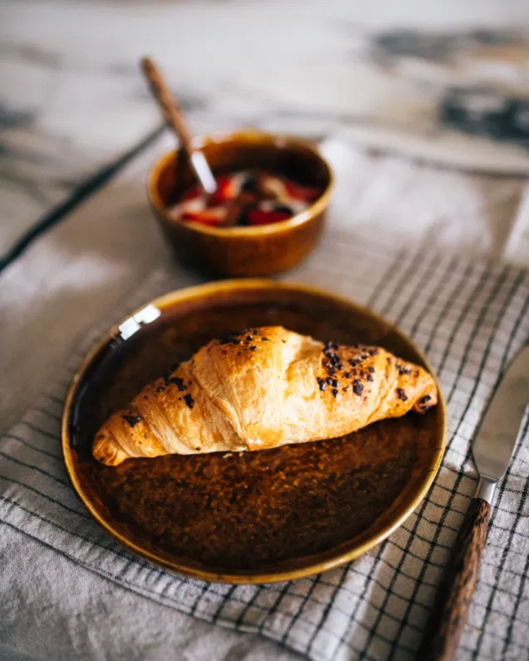 Brown Ceramic Dessert Plate