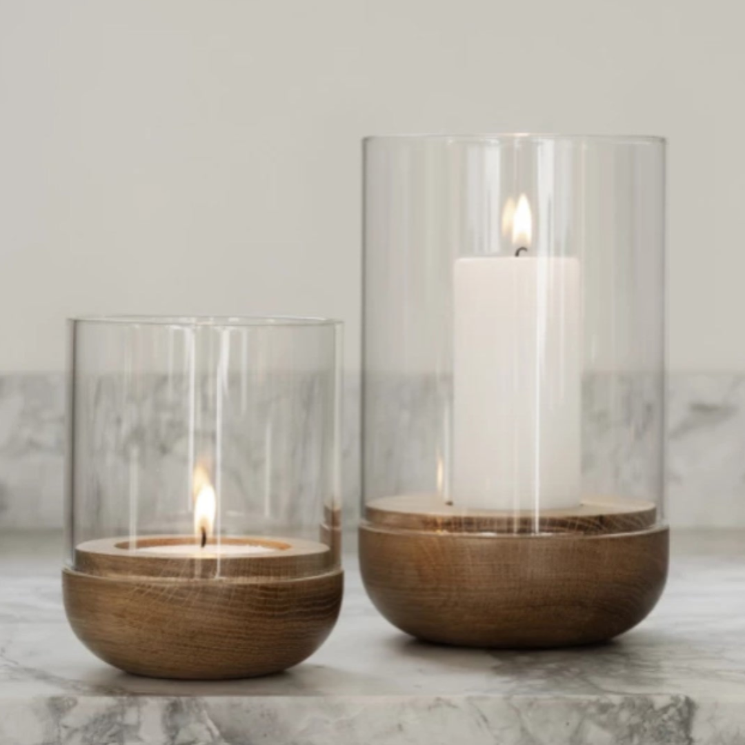 Oak Hurricane Lantern in 2 Sizes