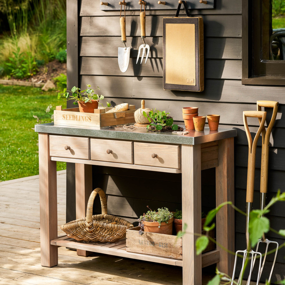Potting Table with Zinc Top