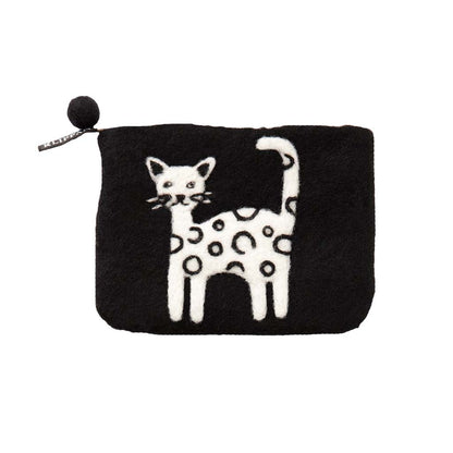 Cat zipped coin Felted Purse