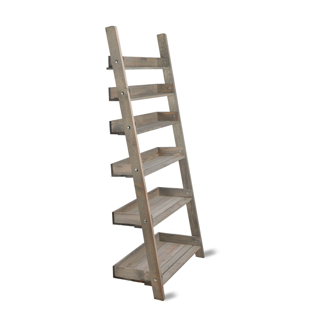 Wide Folding Shelf Ladder rustic finish indoor outdoor shelving 