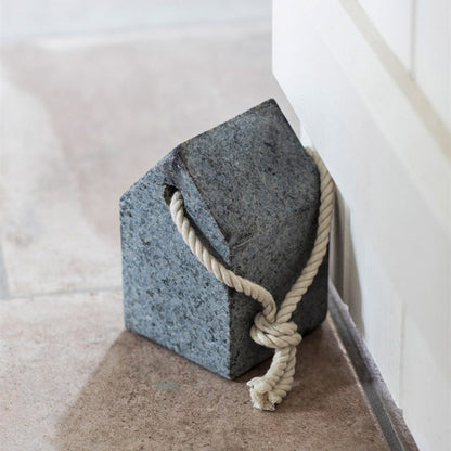 granite door stop with hemp rope
