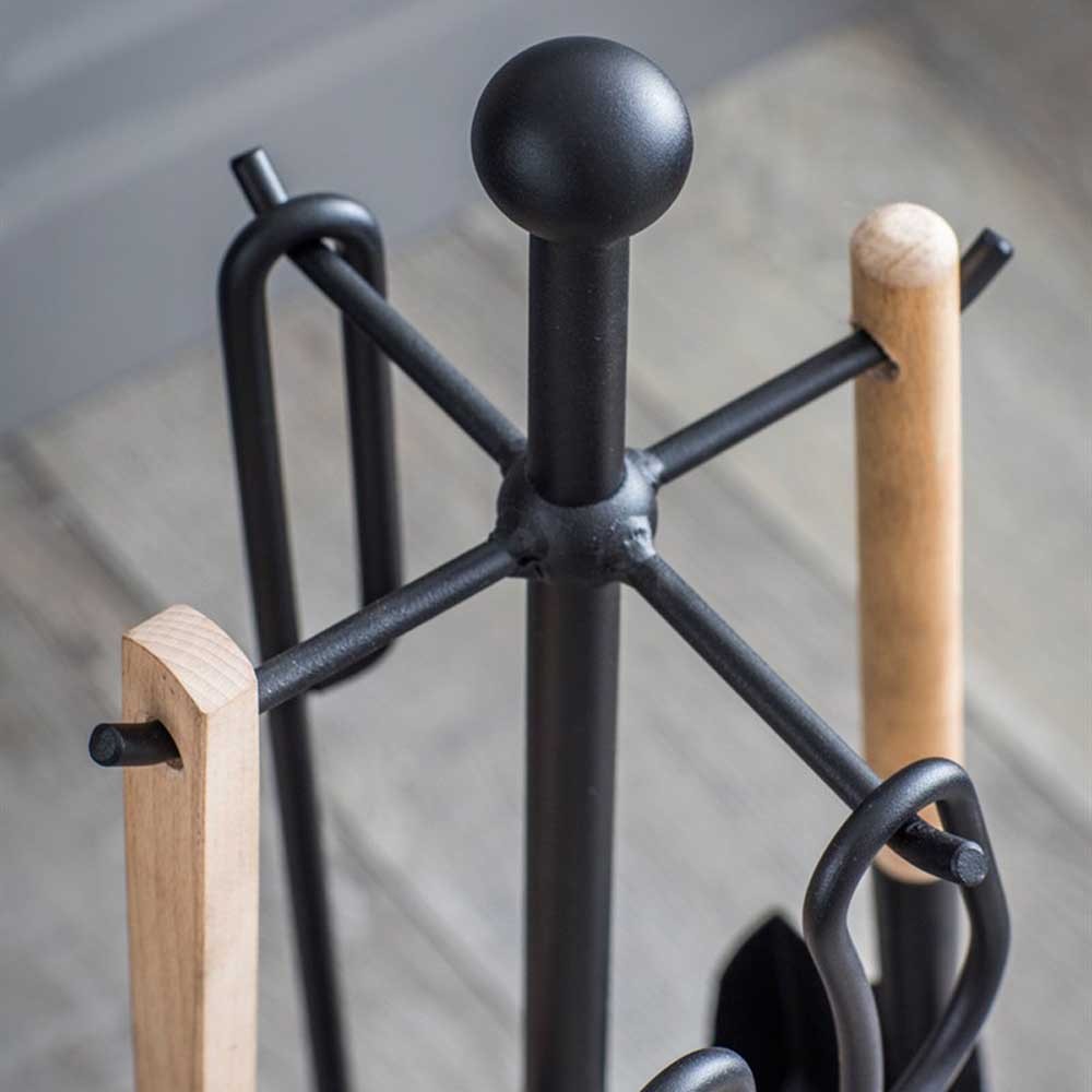Scandinavian fireside tools with modern stand