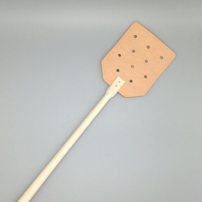 Leather fly swatter with timber handle