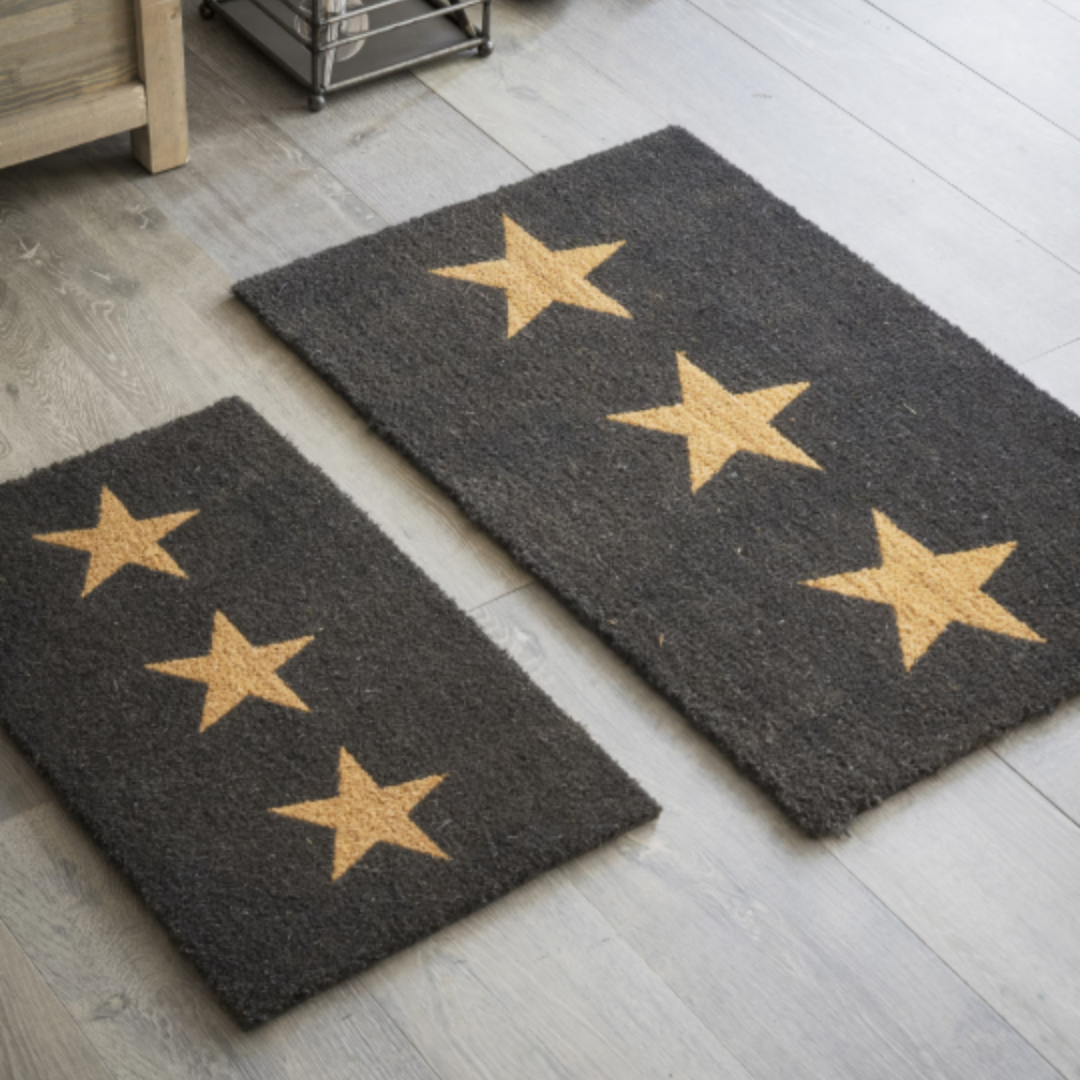 Charcoal Coir Doormat with 3 Stars - 2 sizes