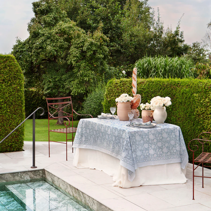 Dusty Blue Indian Rose Tablecloth in 2 Sizes