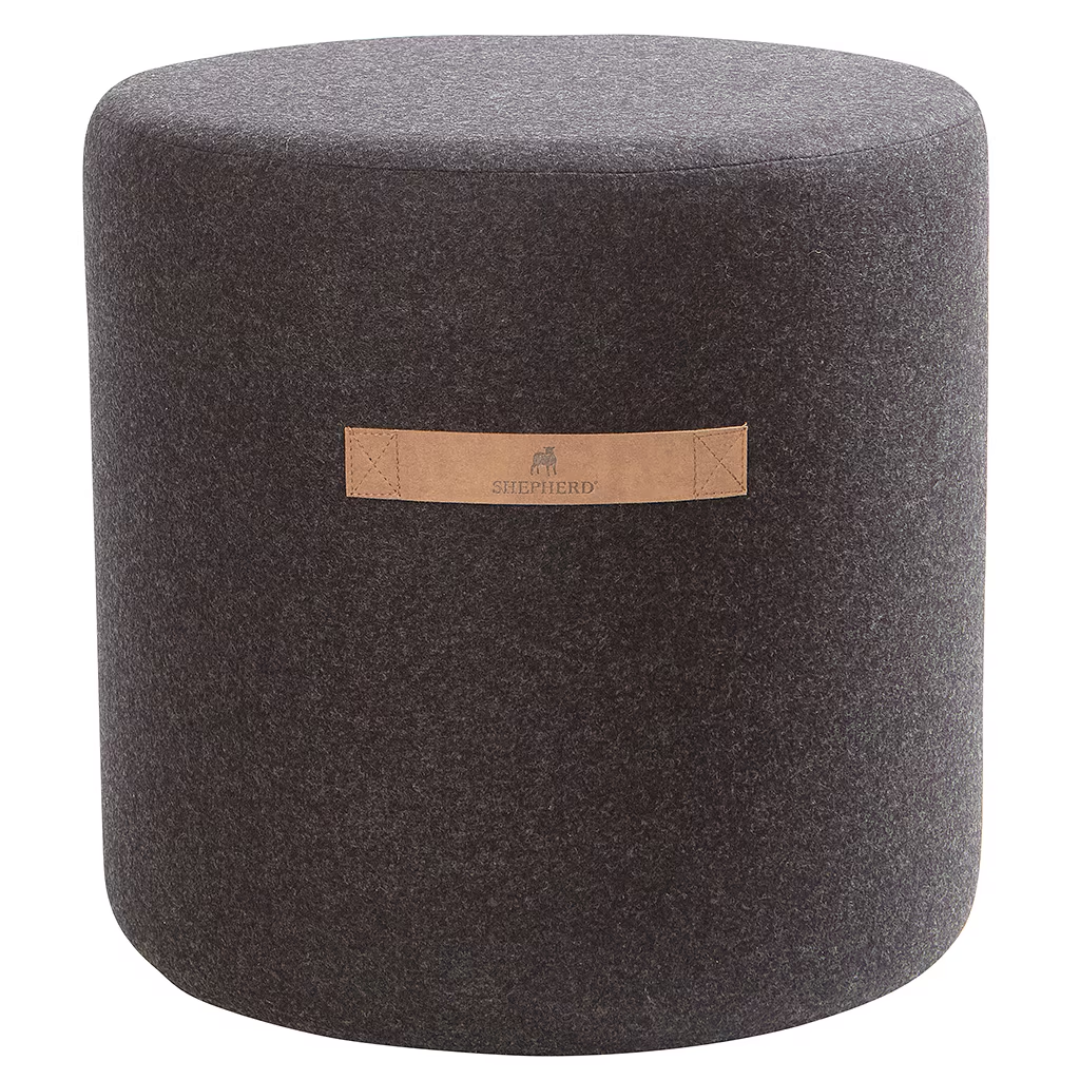 Black Round Wool Pouffe in 2 Sizes