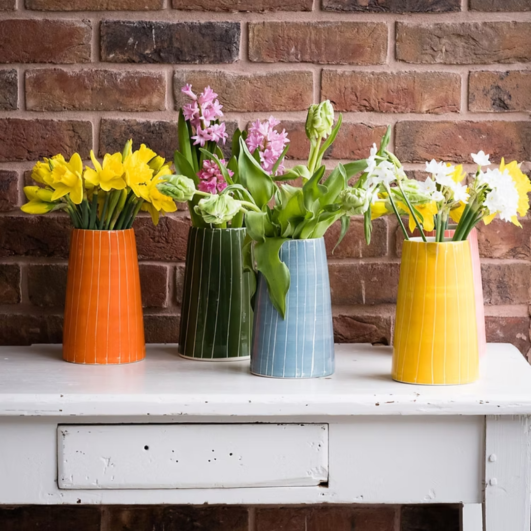 Ceramic Pitcher Sgrafitto Stripe - 6 Colours