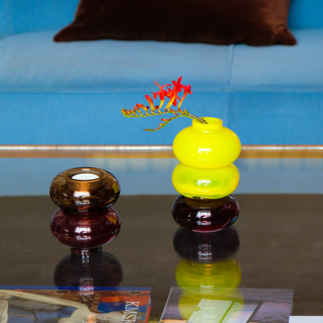 Glass Tea Light &amp; Bud Vase in 9 Colours