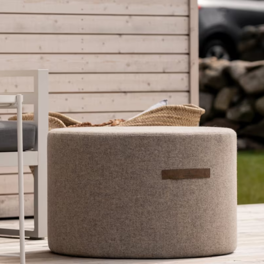 Cream Round Wool Pouffe in 2 Sizes