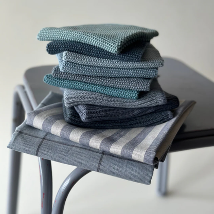 Blue Knitted Organic Cotton Dishcloth Set of 2