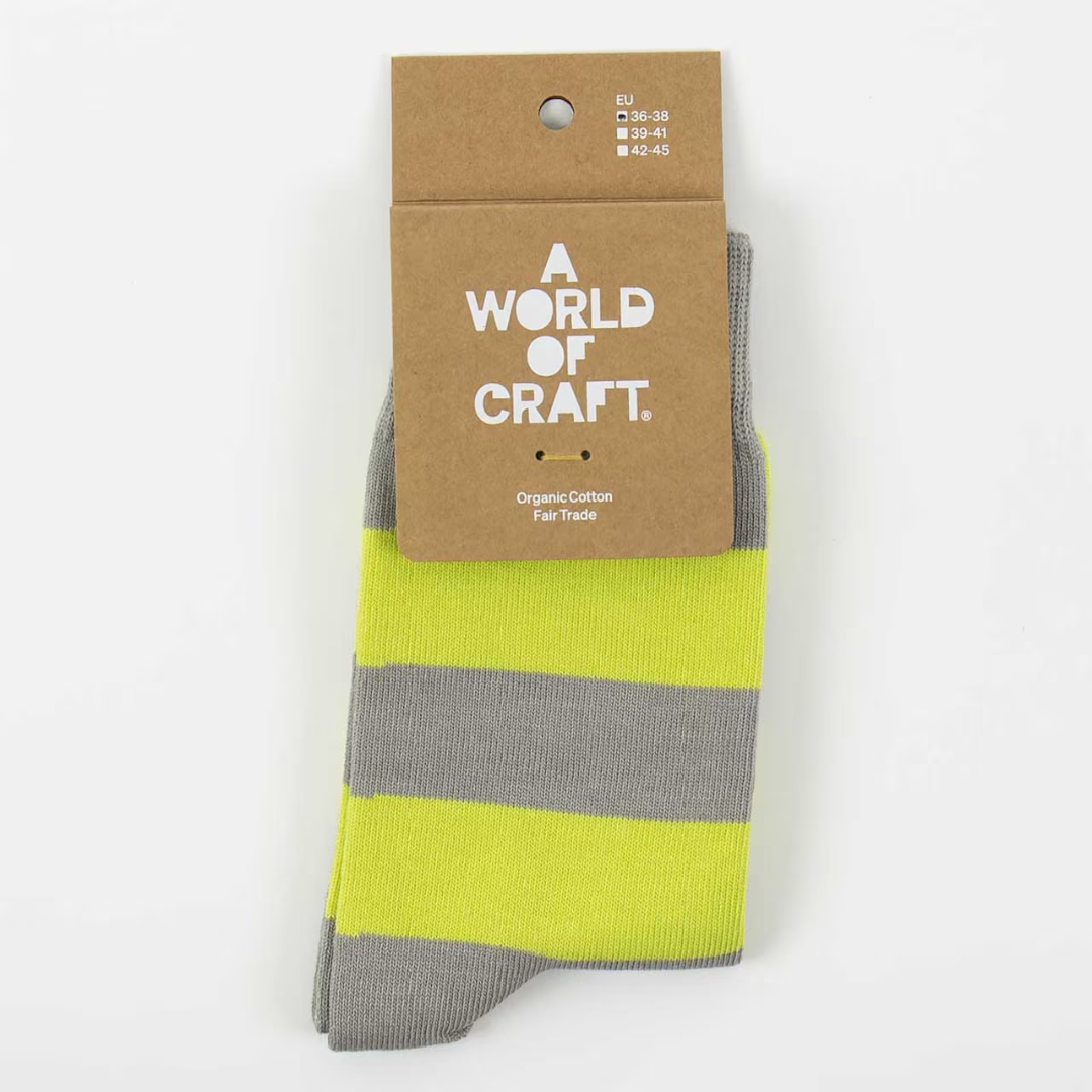 Lime &amp; Grey  Stripe Socks in 3 Sizes