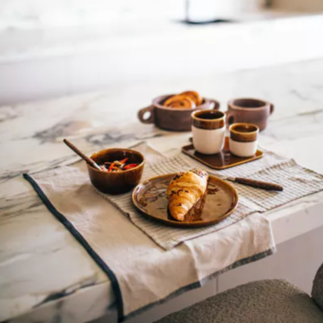 Brown Ceramic Dinner Set
