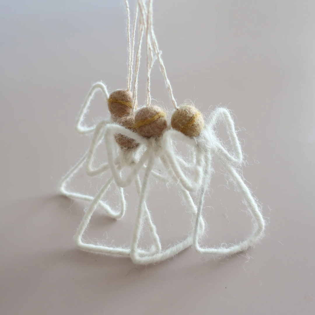 Hanging Felt White Angels Set of 4