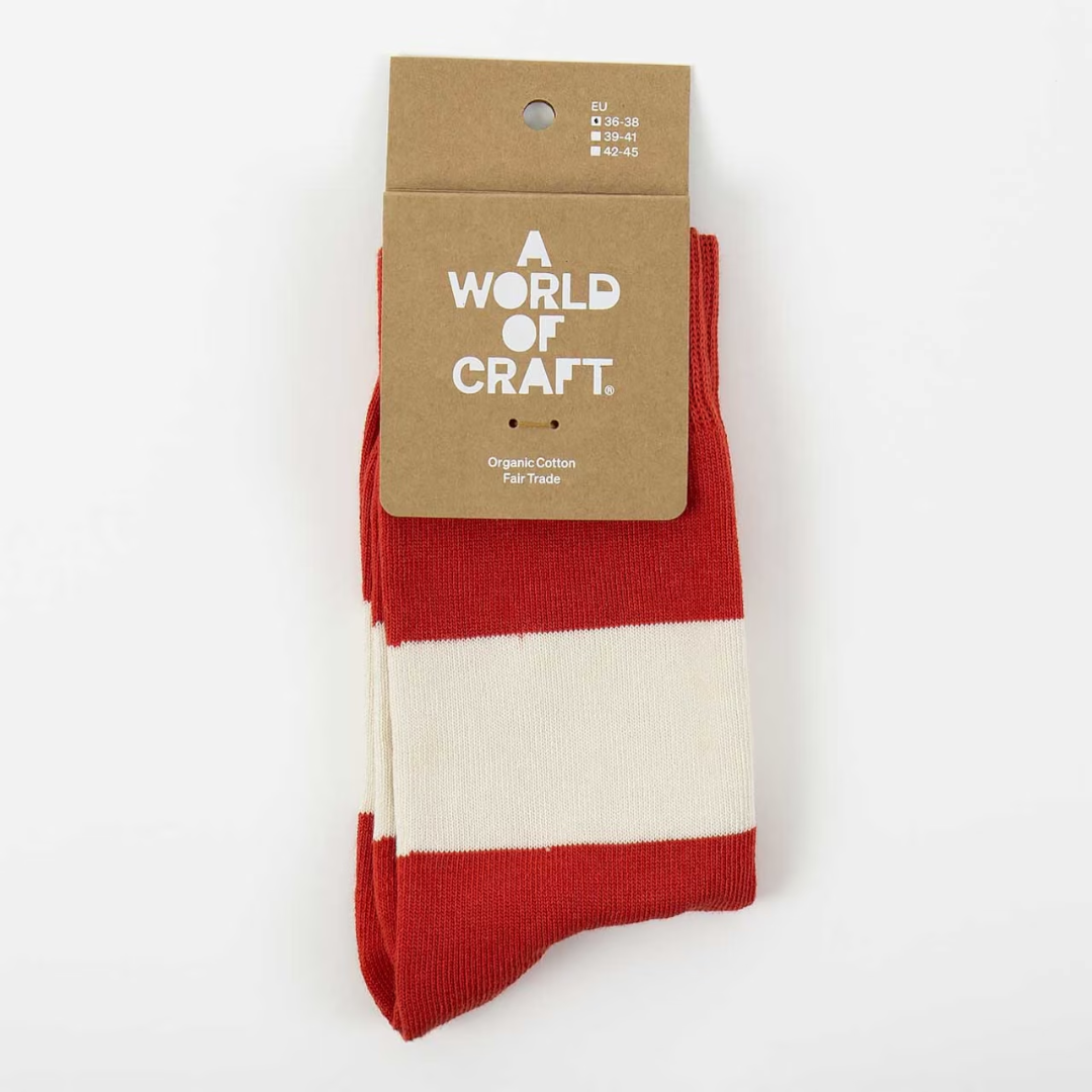 Red &amp; Cream White  Stripe Socks in 3 Sizes