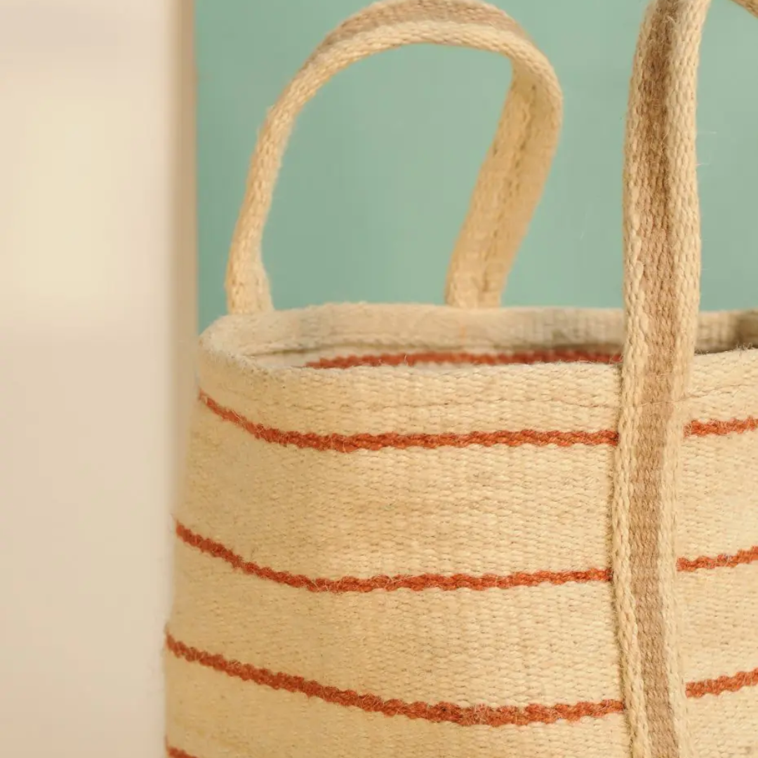 Striped Jute Tote Bag