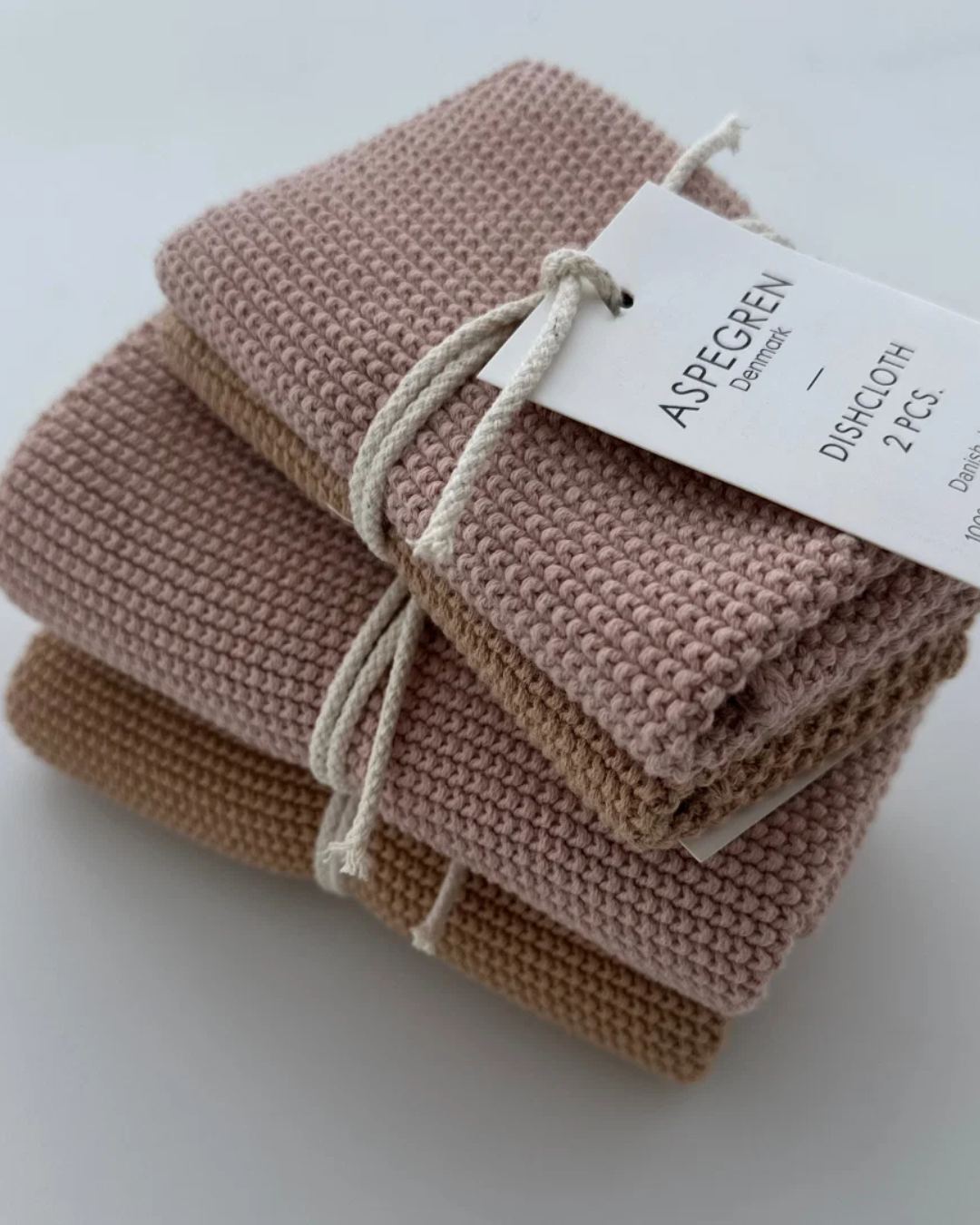 Macaroon Knitted Organic Cotton Dishcloth Set of 2