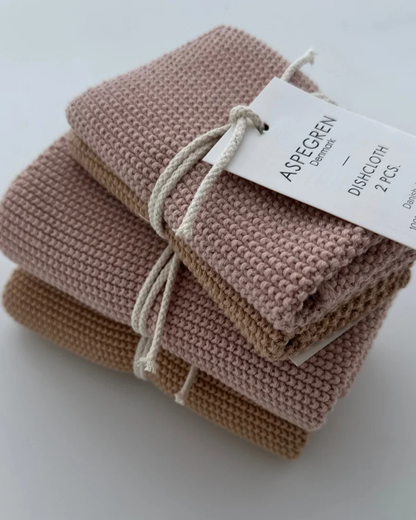 Macaroon Knitted Organic Cotton Dishcloth Set of 2