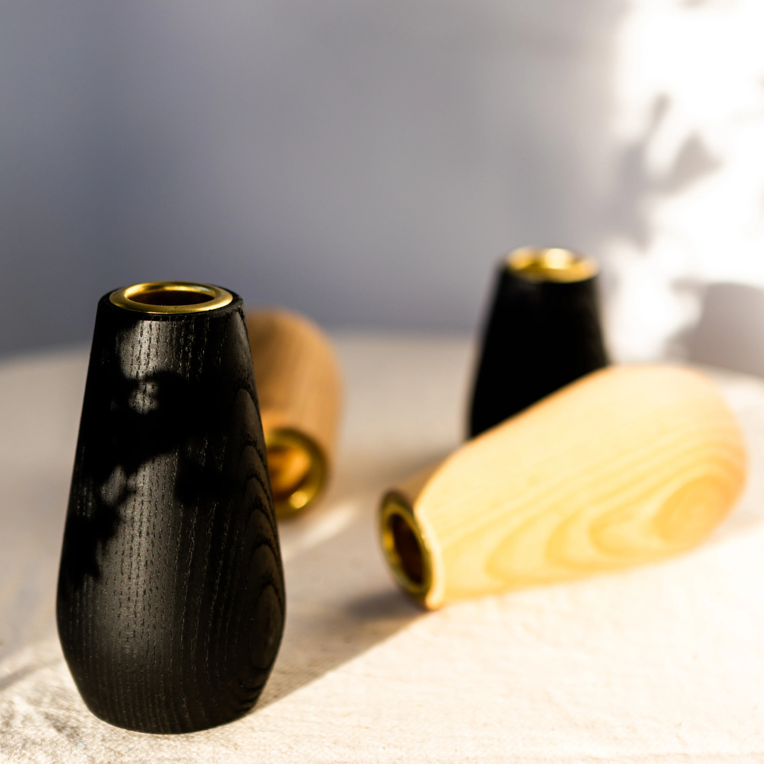Ebonised Ash Spun Candle Holders - 3 sizes