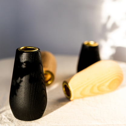 Ebonised Ash Spun Candle Holders - 3 sizes
