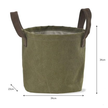 Green Canvas Garden Storage Bag with Handles
