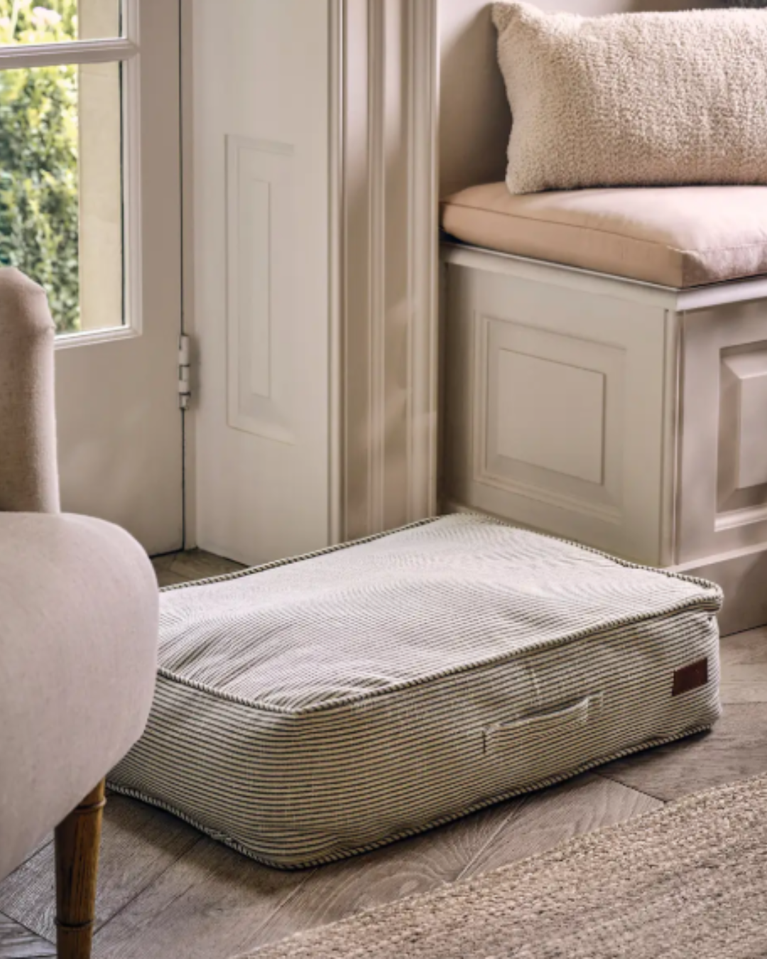 Striped Rectangular Pet Cushion with Handle