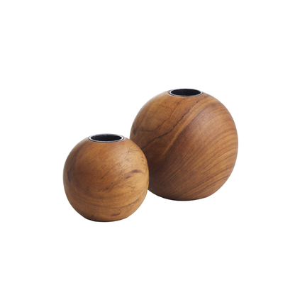 Reclaimed Teak Dinner Candle Holder Ball in 2 Sizes