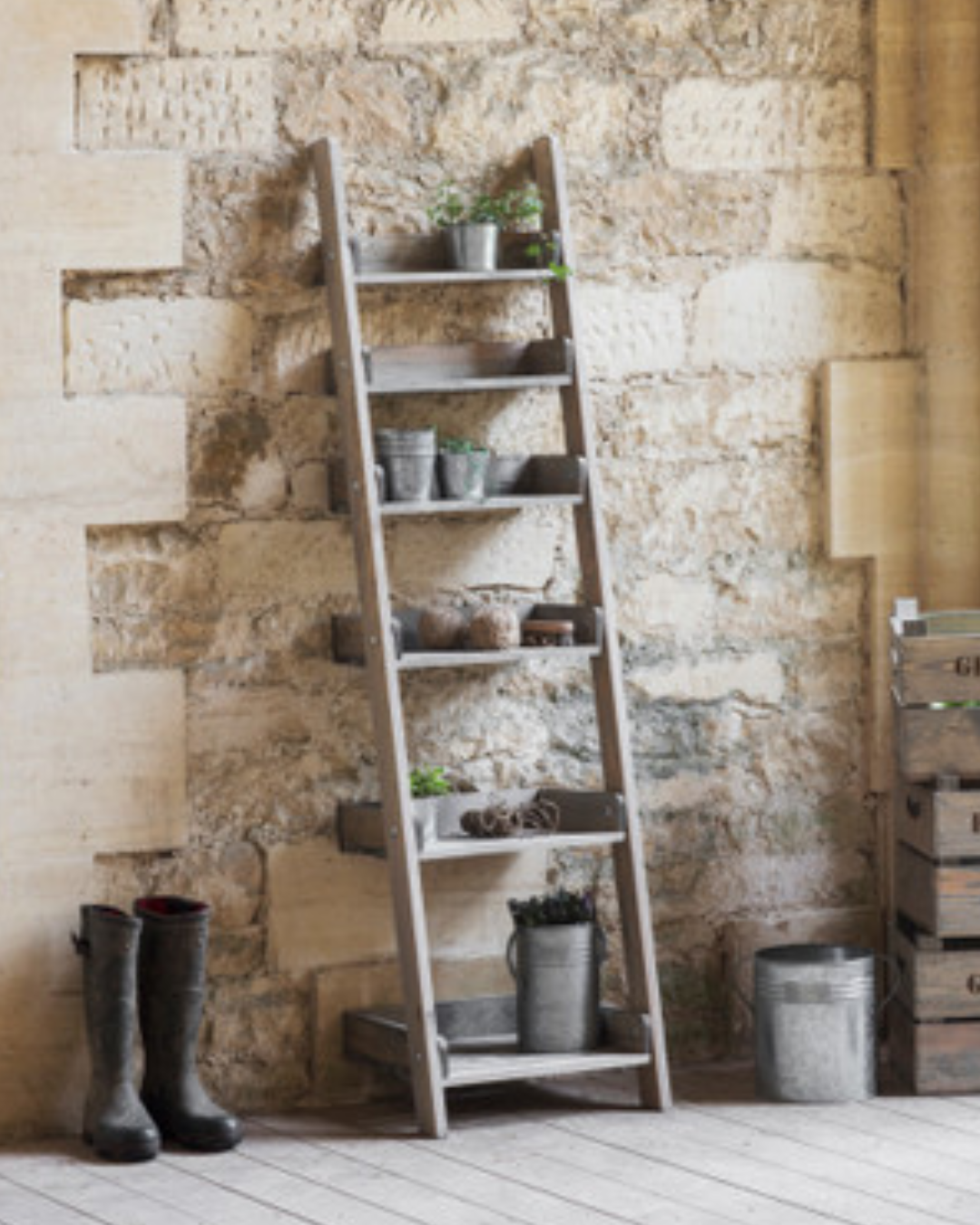 Indoor Outdoor Ladder Shelf 6 Tier in 2 Sizes