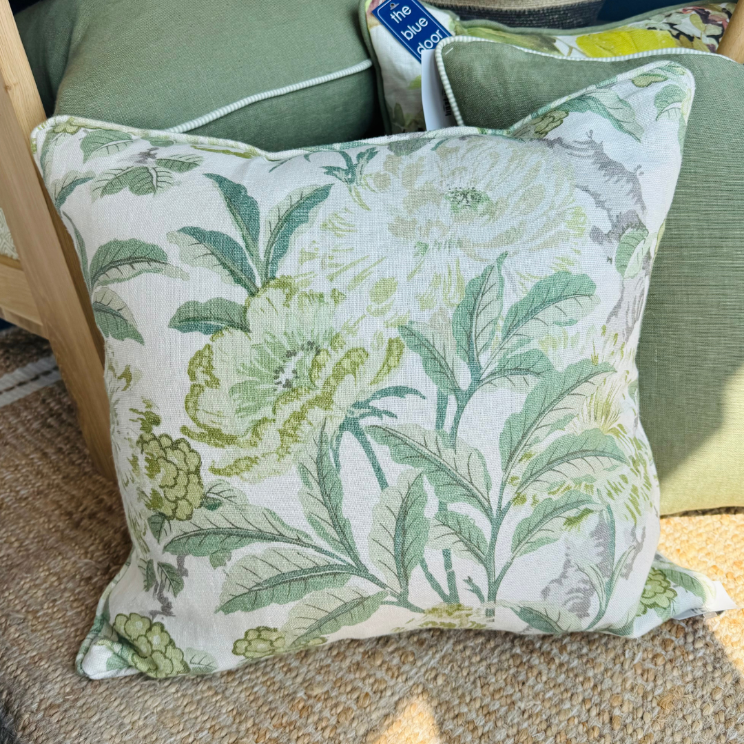 Green Summer Peony Cushion 50 x 50cm