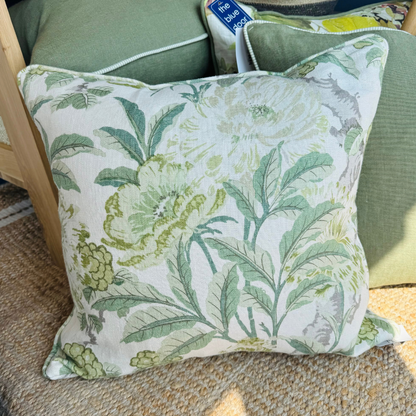 Green Summer Peony Cushion 50 x 50cm
