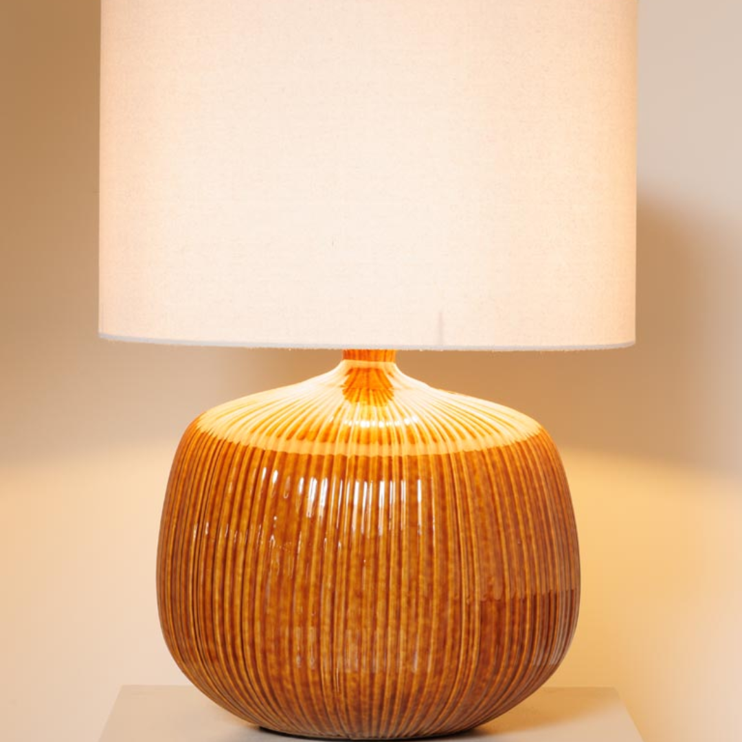 Mustard Ribbed Table Lamp